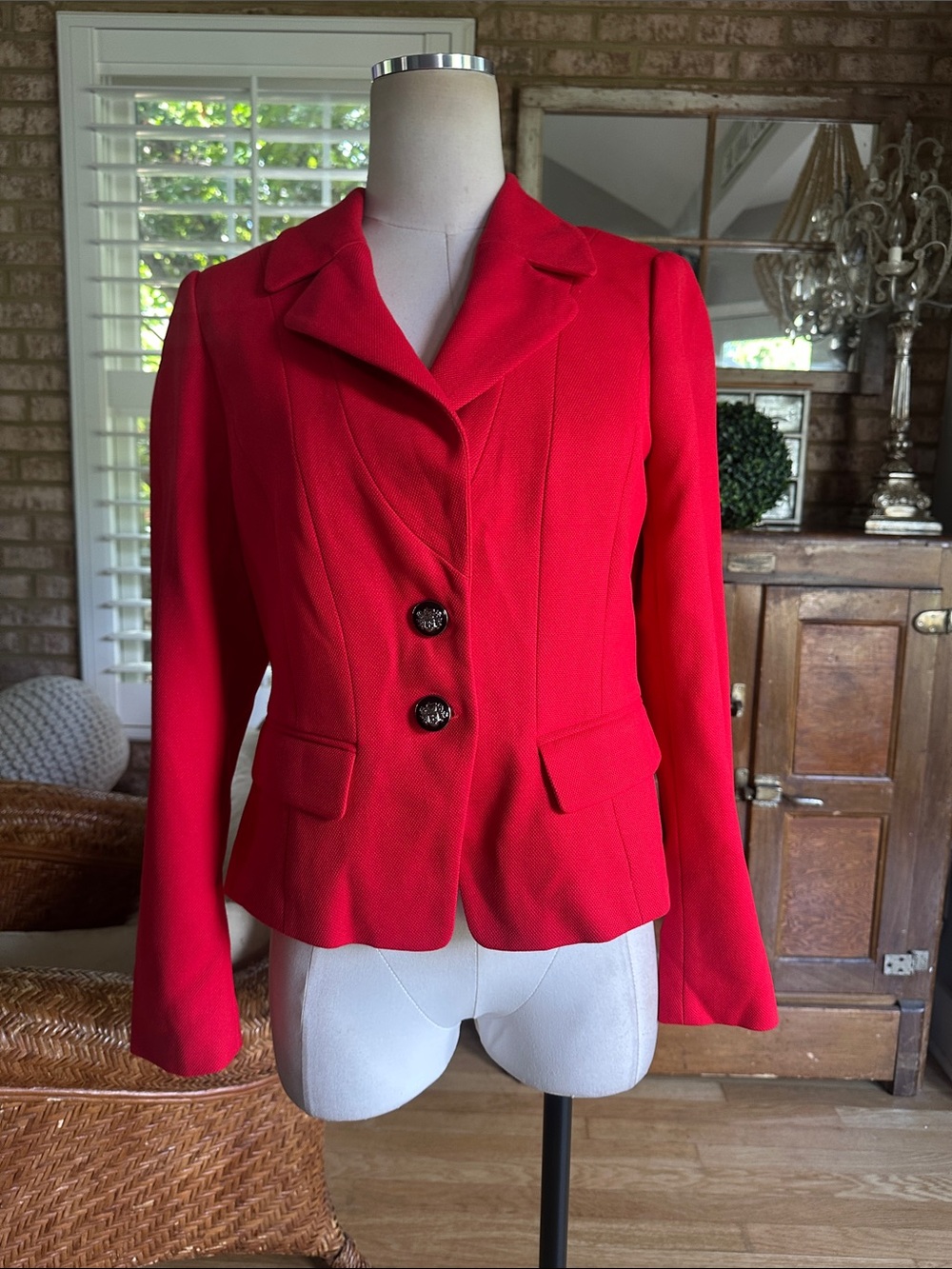 WHITE HOUSE BLACK MARKET RED  LUXE DOUBLE BUTTON BLAZER 570291160 8 NEW